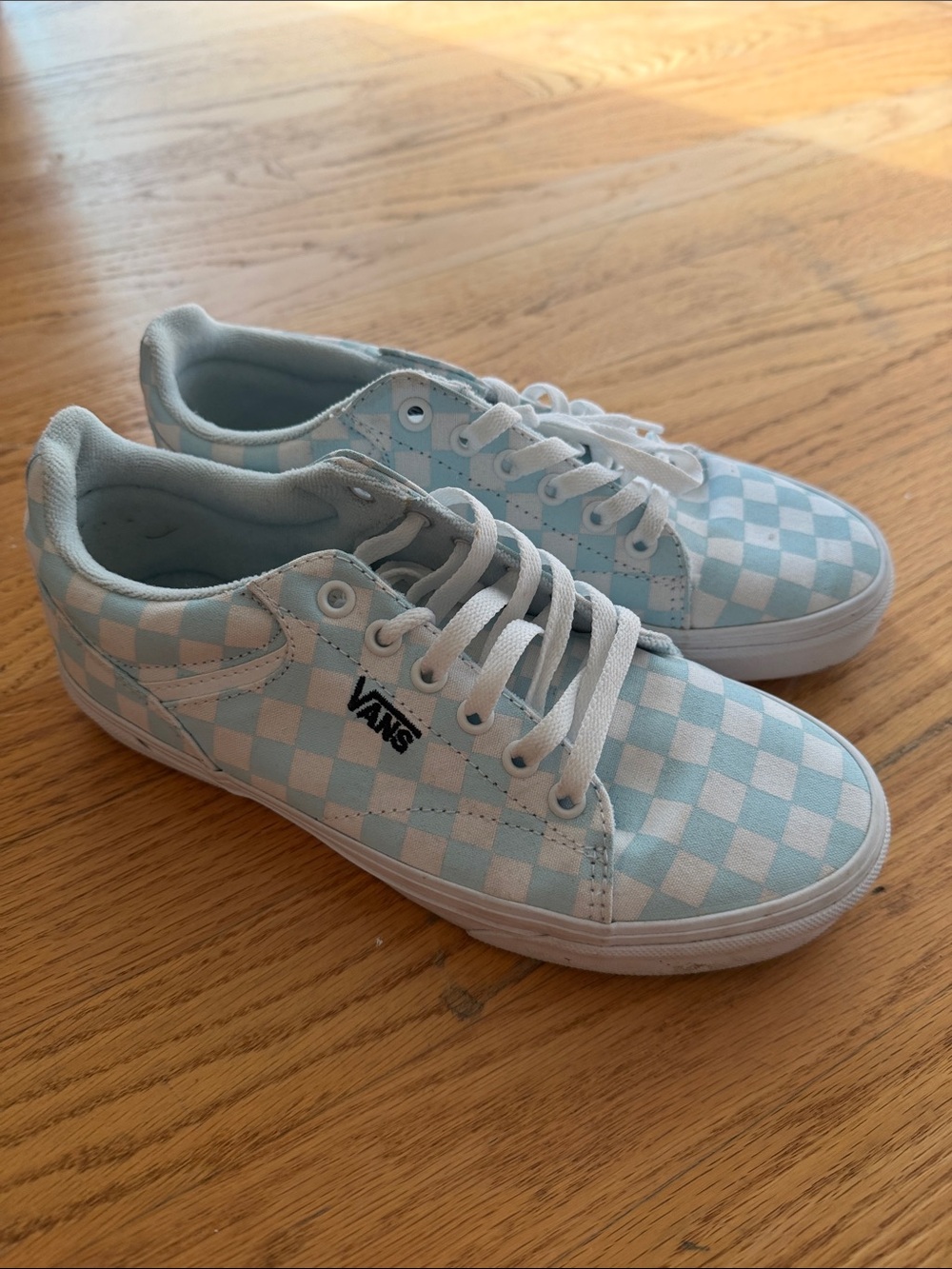 Vans Kids Checkerboard Sneakers - Light Blue & White